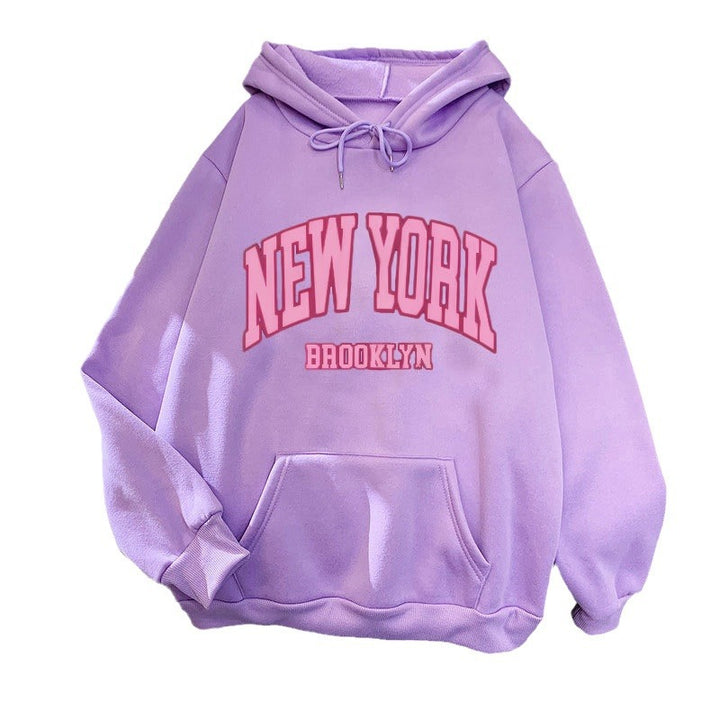 Women's hoodie with trendy New York Brooklyn print Lisslune
