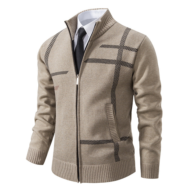 Men's cardigan with graphic patterns and high collar Lisslune
