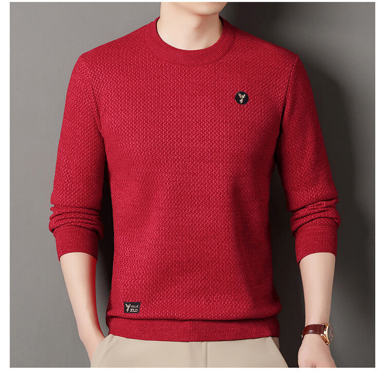 Men's Structured Sweater with Round Neckline and High-Quality Knit Texture Lisslune