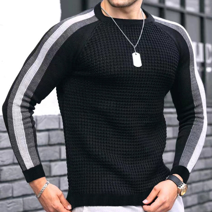 Men's knitted sweater with modern raglan cut and contrasting stripes Lisslune
