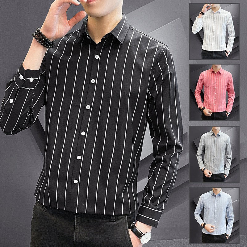 Men's fashionable long-sleeve shirt with stripes Lisslune