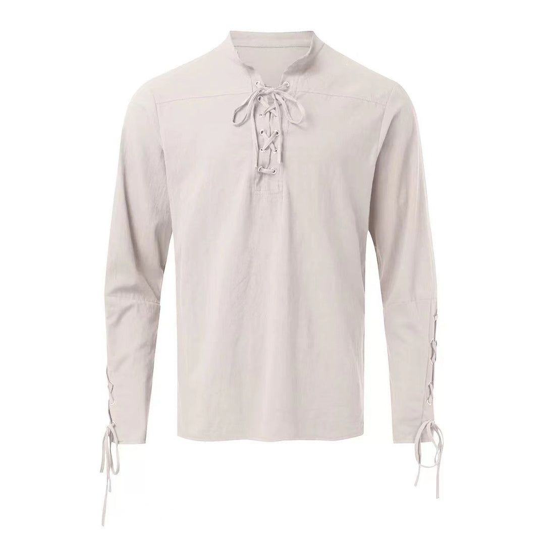 Men's long-sleeve shirt with modern lacing design and casual fit Lisslune