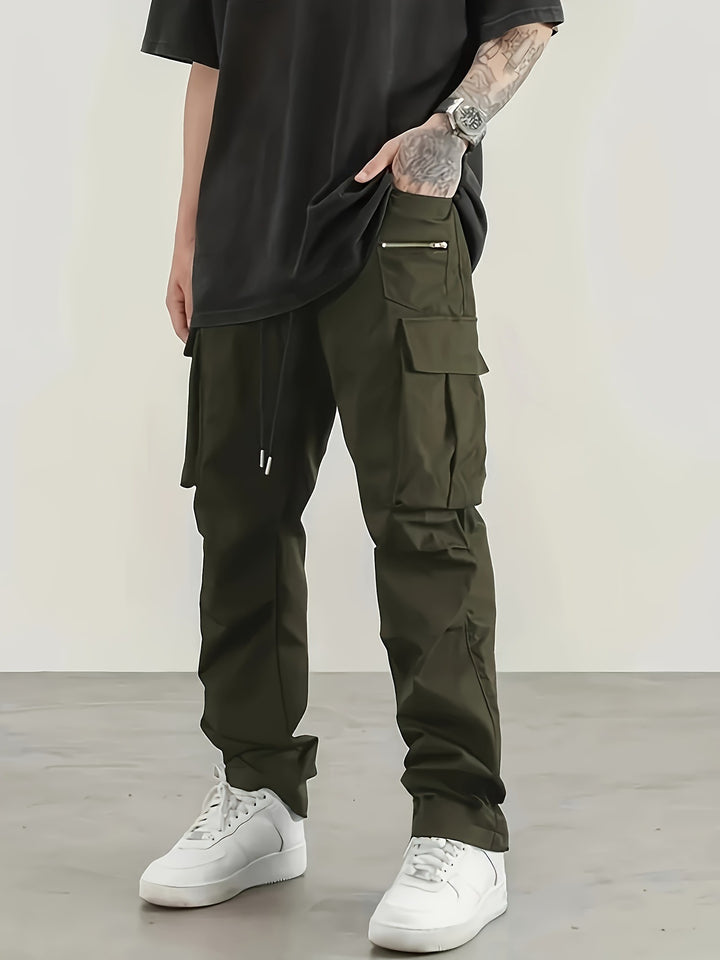 Men's modern cargo pants with multifunctional pockets and elastic waistband Lisslune