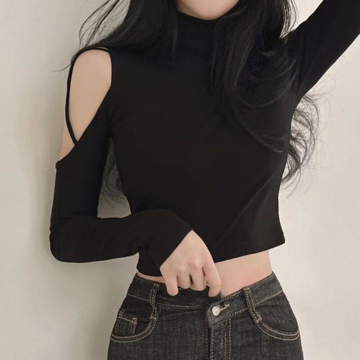 Women's long sleeve shirt with elegant cut-outs and modern ribbed details Lisslune