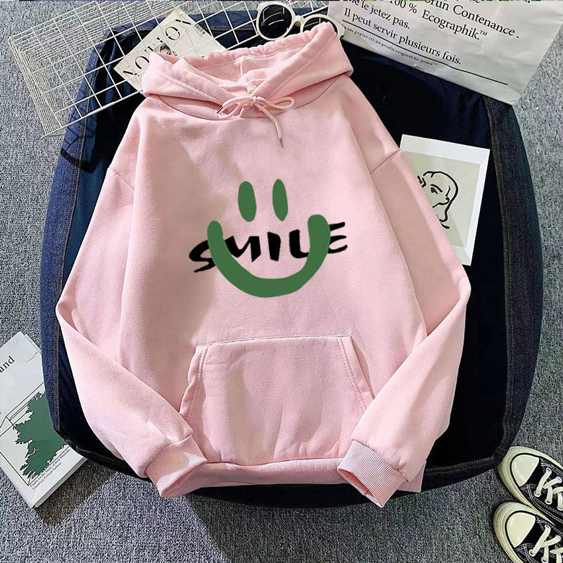 Women's Hoodie with Casual Smile Motif Lisslune