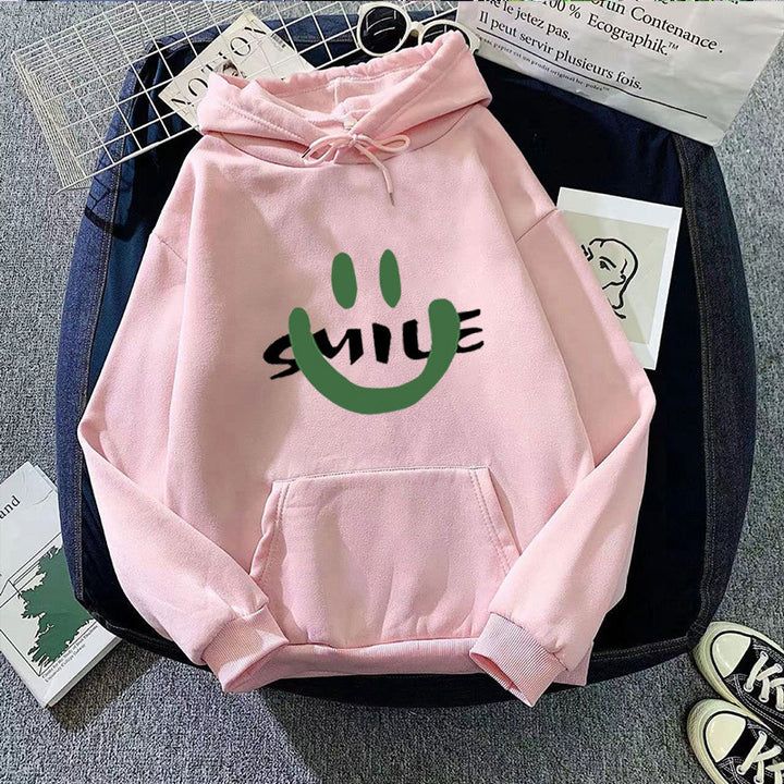 Women's Hoodie with Casual Smile Motif Lisslune
