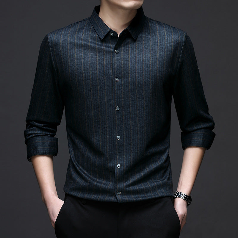 Men's long-sleeve shirt with fine striped texture and modern cut Lisslune