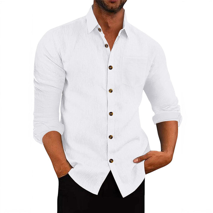 Men's elegant long-sleeve shirt made of structured cotton with practical chest pocket Lisslune