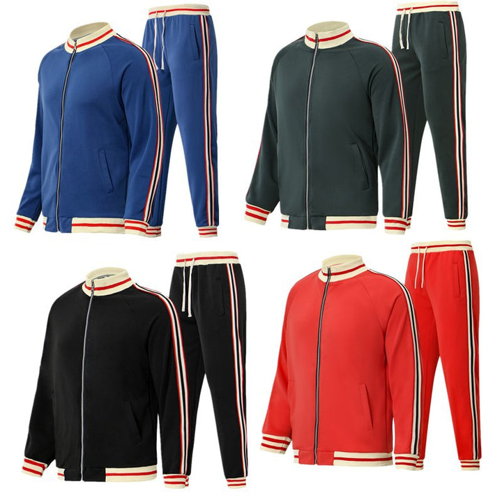 Men's sporty leisure suit set with contrasting stripes Lisslune