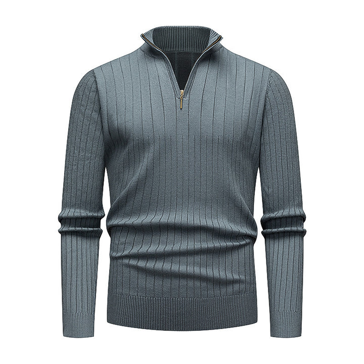Men's high-quality knitted sweater with modern stand-up collar and zipper Lisslune