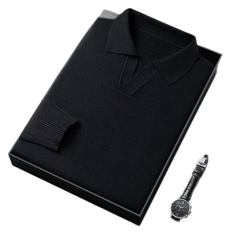Men's Elegant Sweater with Fine V-Neck and Textured Design Lisslune