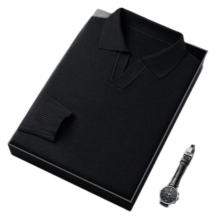 Men's Elegant Sweater with Fine V-Neck and Textured Design Lisslune