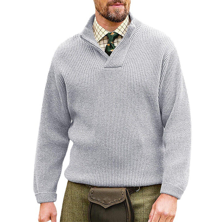 Men's knitted sweater with modern stand-up collar and fine rib structure Lisslune