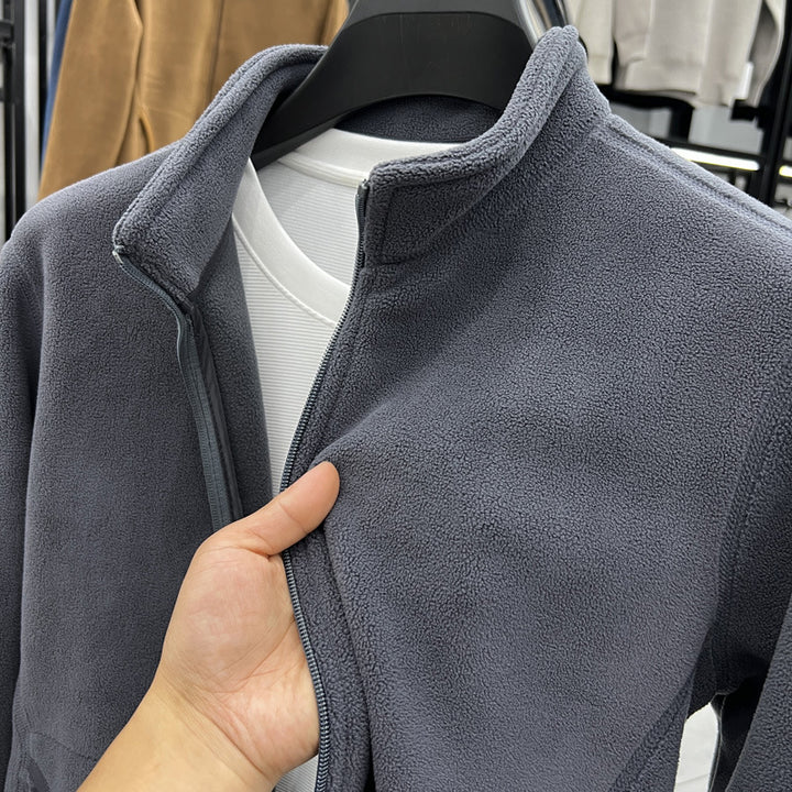Men's fleece jacket with high collar and practical pockets Lisslune