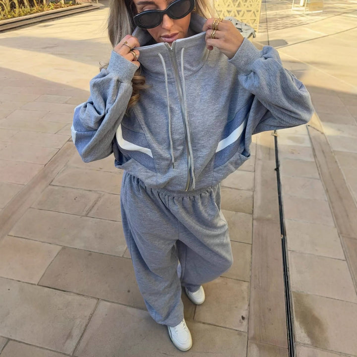 Women's sporty loungewear set with high collar and wide leg Lisslune