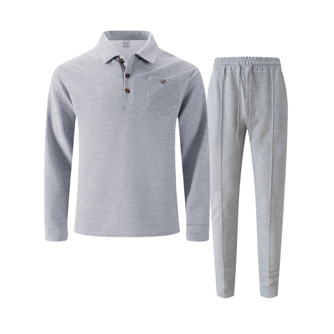 Men's leisure suit with modern structured design and practical button placket Lisslune