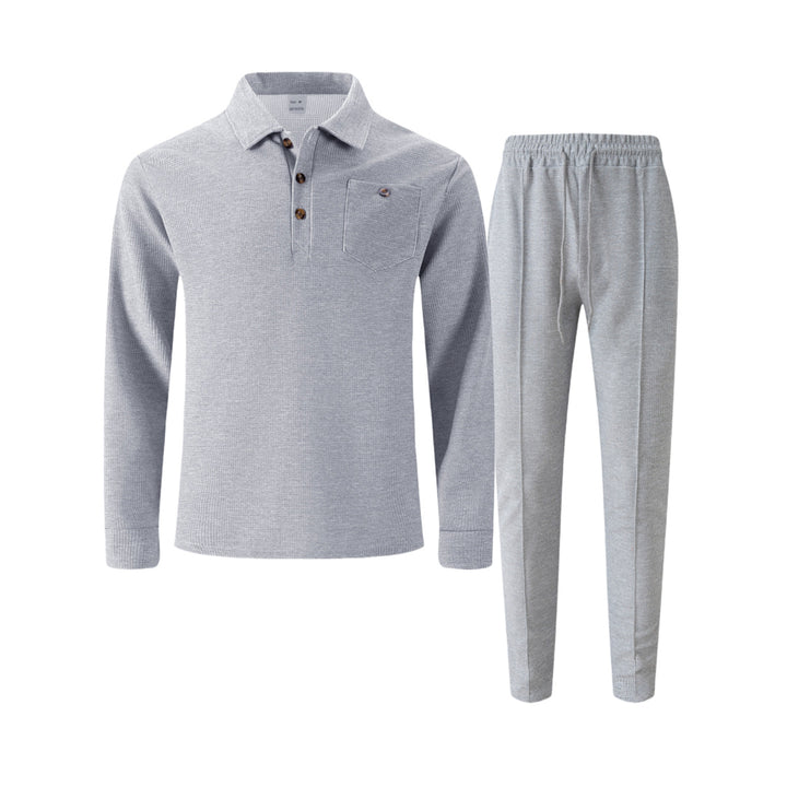 Men's leisure suit with modern structured design and practical button placket Lisslune