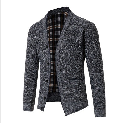 Men's elegant knitted cardigan with check pattern Lisslune