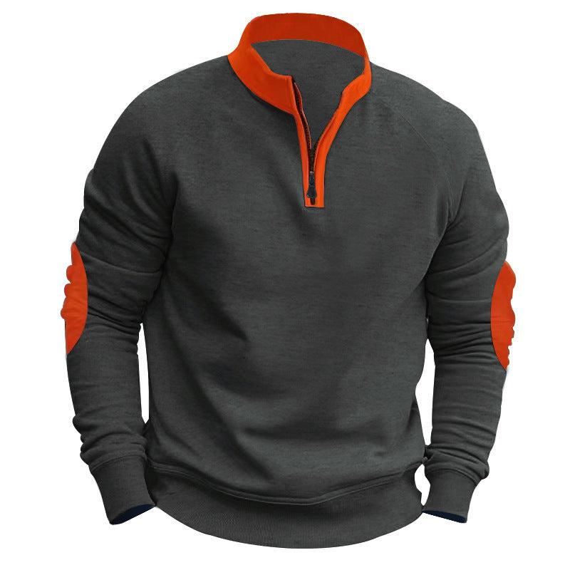 Men's sporty sweater with innovative zipper and contrast arm details Lisslune