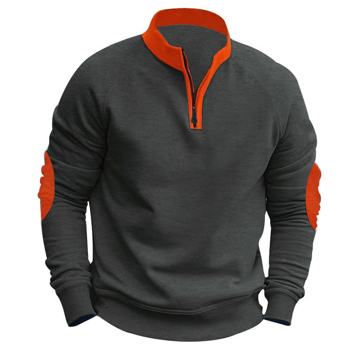 Men's sporty sweater with innovative zipper and contrast arm details Lisslune