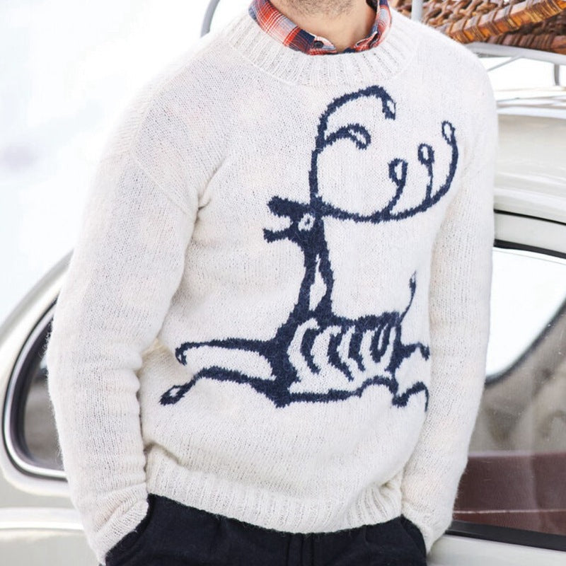 Men's sweater with festive reindeer motif and high-quality wool blend Lisslune