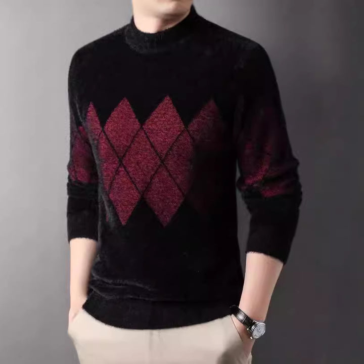 Men's stylish sweater with decorative diamond pattern Lisslune
