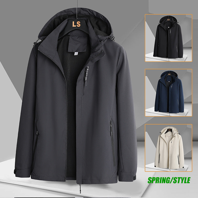 Men's sporty transitional jacket with adjustable hood and water-repellent material Lisslune