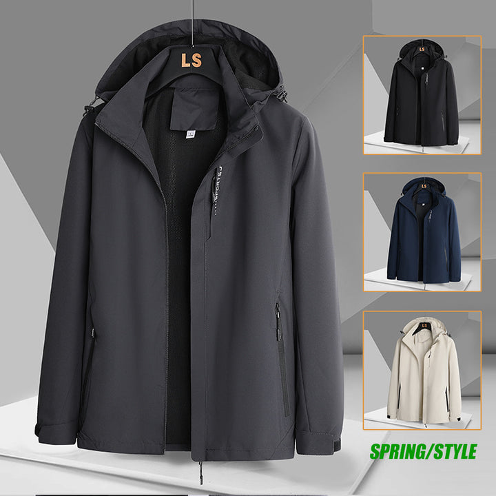Men's sporty transitional jacket with adjustable hood and water-repellent material Lisslune