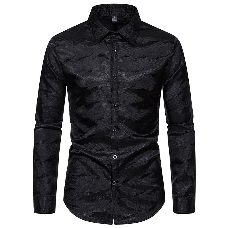 Men's elegant long sleeve shirt with textured surface pattern Lisslune