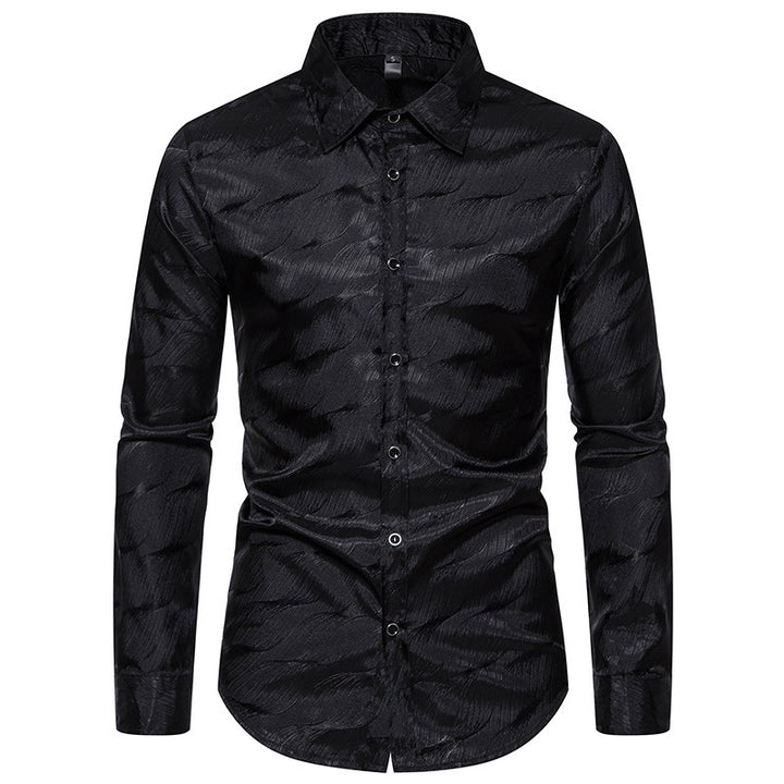 Men's elegant long sleeve shirt with textured surface pattern Lisslune