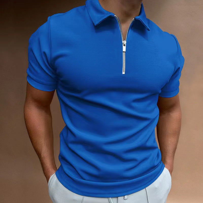Men's polo shirt with modern stand-up collar and zipper Lisslune