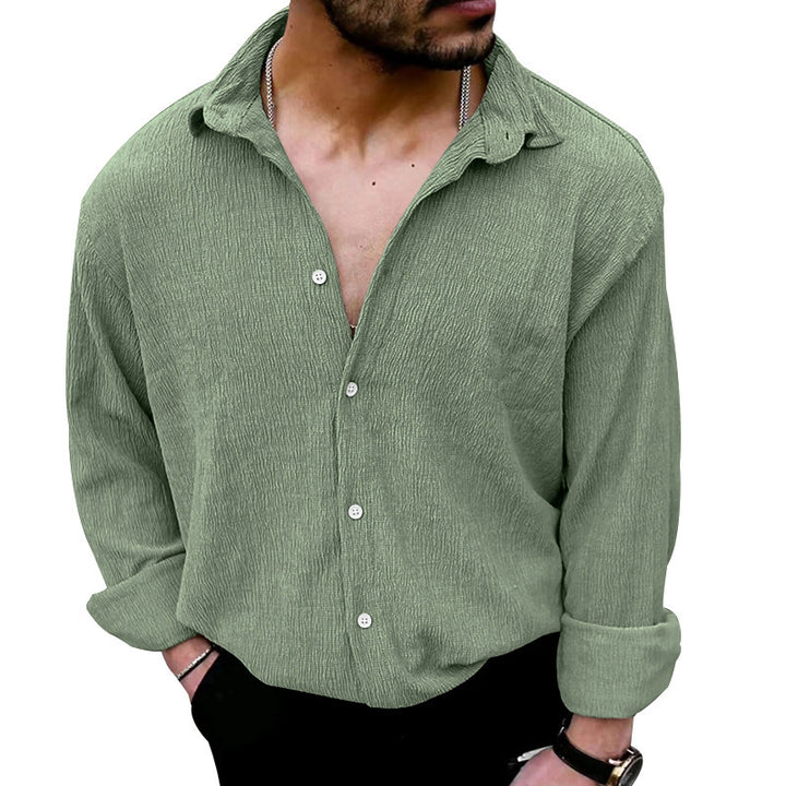 Men's timeless long-sleeve shirt with textured upper material and modern collar Lisslune