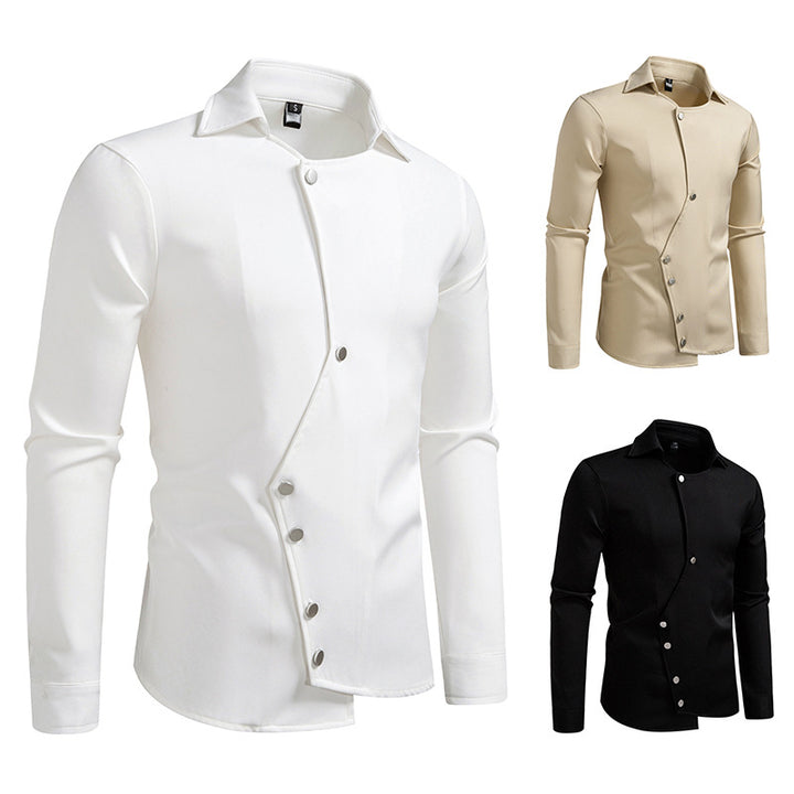 Men's fashionable, asymmetrical shirt with unique button details Lisslune
