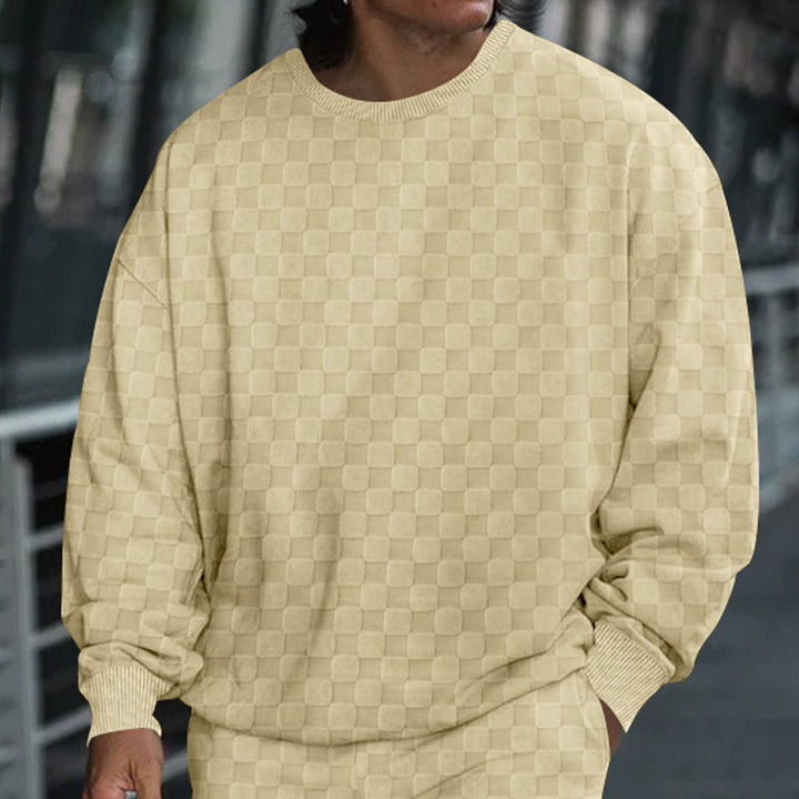 Men's Oversized Sweatshirt with Textured Pattern Lisslune