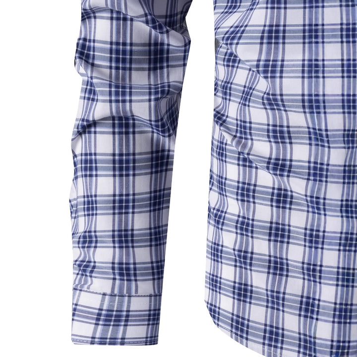Men's casual checked long sleeve shirt with chest pocket Lisslune