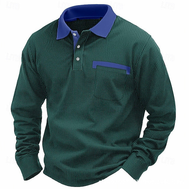 Men's polo shirt with textured fabric and elegant edge Lisslune