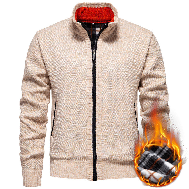Men's stylish cardigan with high collar and practical pockets Lisslune