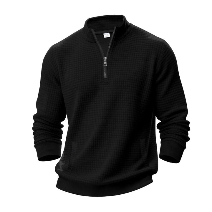 Men's quilted pullover with short zipper and textured design Lisslune