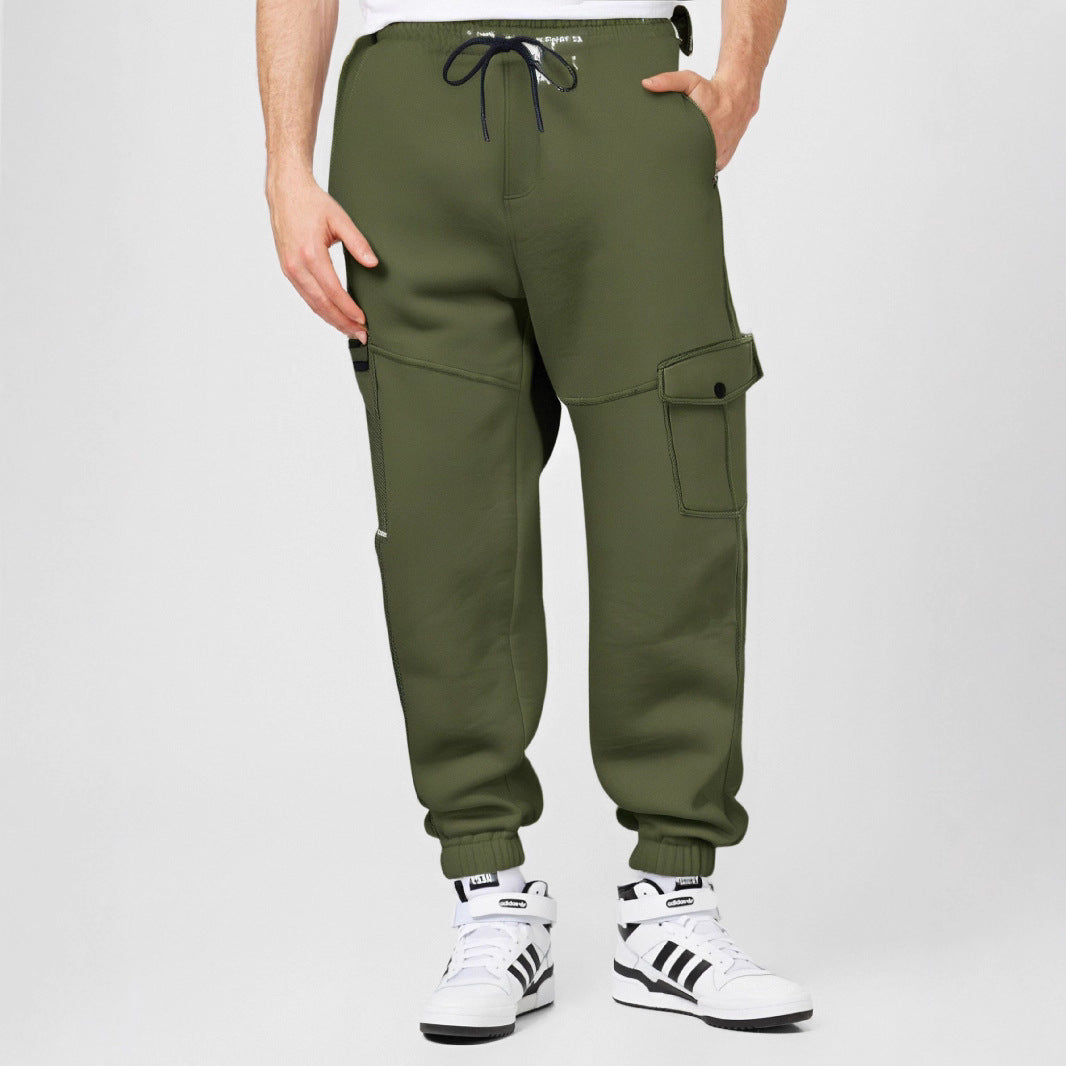 Men's Athletic Cargo Jogging Pants with Pockets and Elastic Waistband Lisslune