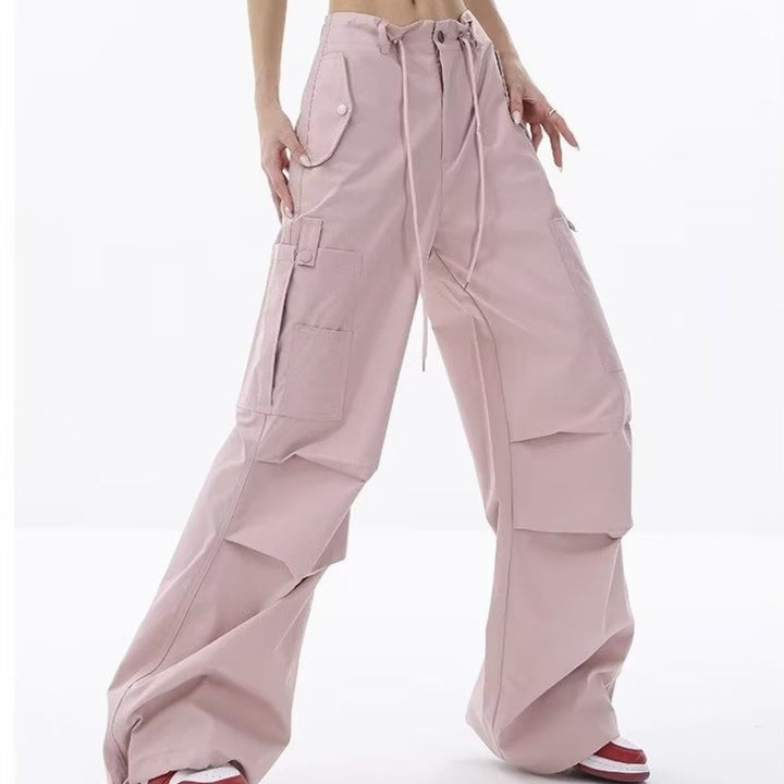 Women's cargo pants in a casual oversized cut with practical pockets and adjustable waistband