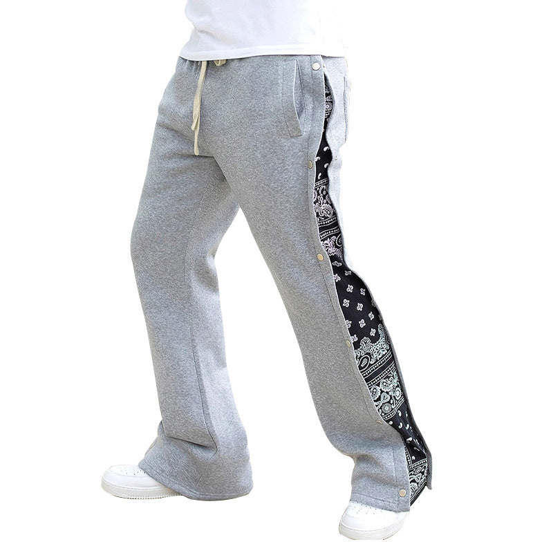 Men's casual training pants with side snap button closure and stylish pattern mix Lisslune