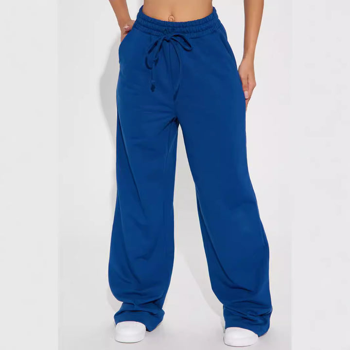 Women's wide sweatpants with elastic waistband and drawstring Lisslune