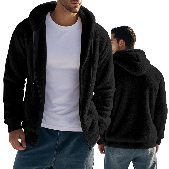 Men's fleece hoodie with kangaroo pocket and practical zip Lisslune