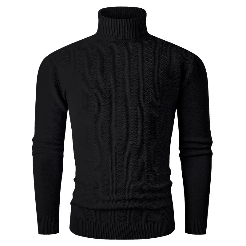 Men's turtleneck sweater with textured pattern and high collar Lisslune