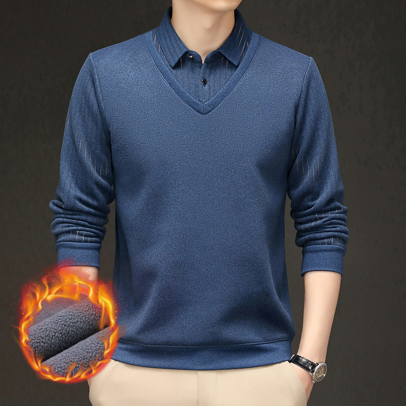Men's V-Neck Sweater with Textured Design Lisslune
