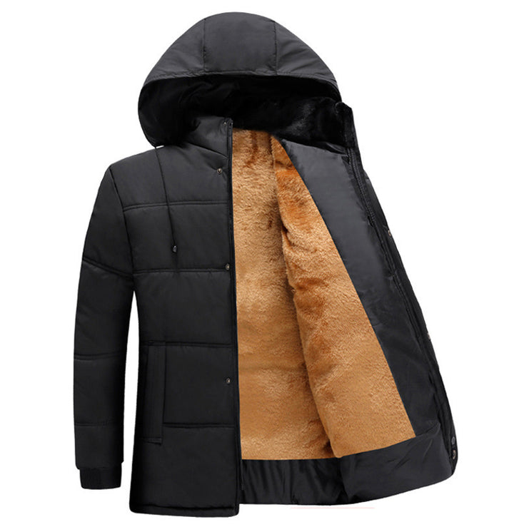 Men's quilted winter jacket with fluffy inner lining and adjustable hood collar Lisslune