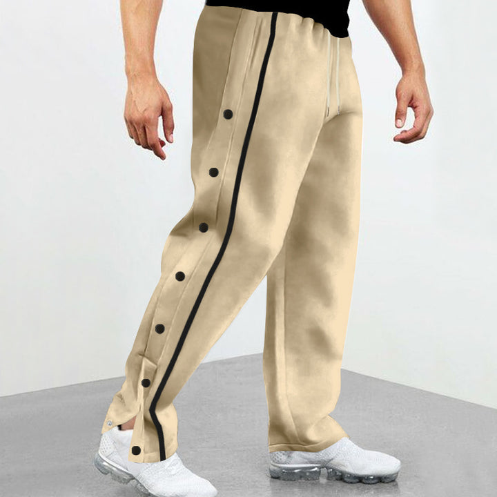 Men's sporty leisure pants with side print and three press studs Lisslune
