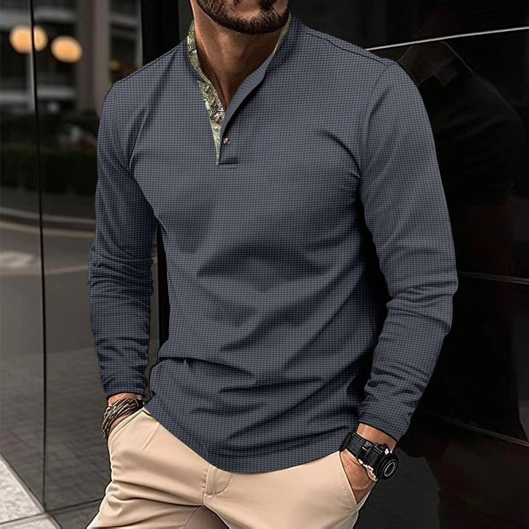 Men's Long Sleeve Shirt with Exclusive Collar Design Lisslune