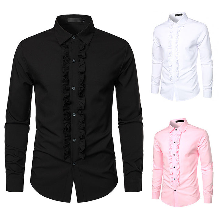Men's shirt with ruffles and elegant button details Lisslune