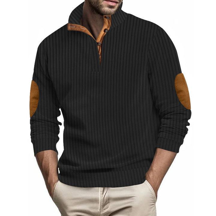 Men's quilted pullover with textured design and contrast patches Lisslune